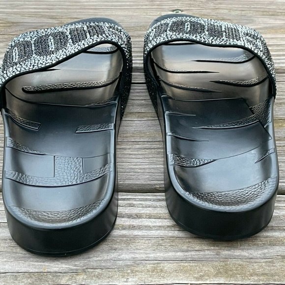 Jimmy Choo Slide Sandal Logo Crystal-Studded Rubber upper Flat Platform Italy 39 - Picture 7 of 12